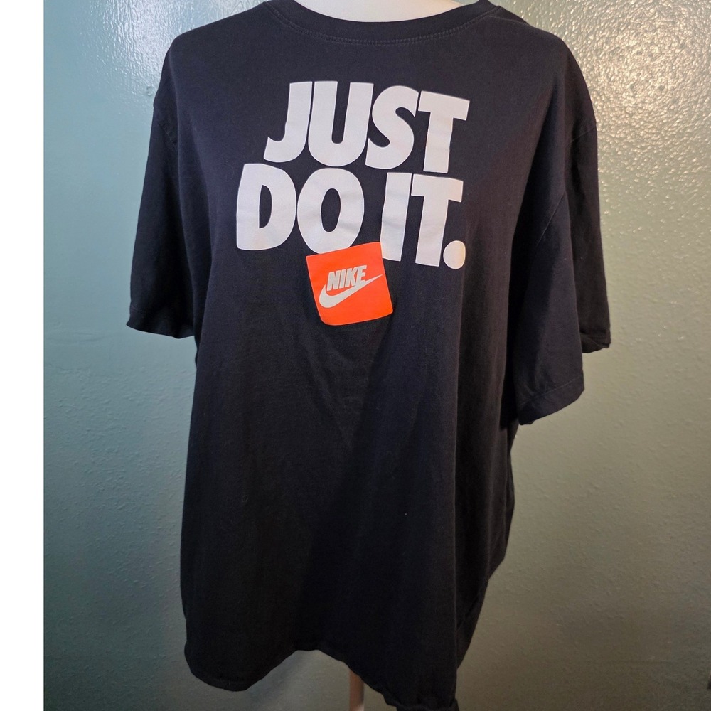 Nike Just Do It Graphic Tee Black Orange Logo XXLT Width 25 Length 31